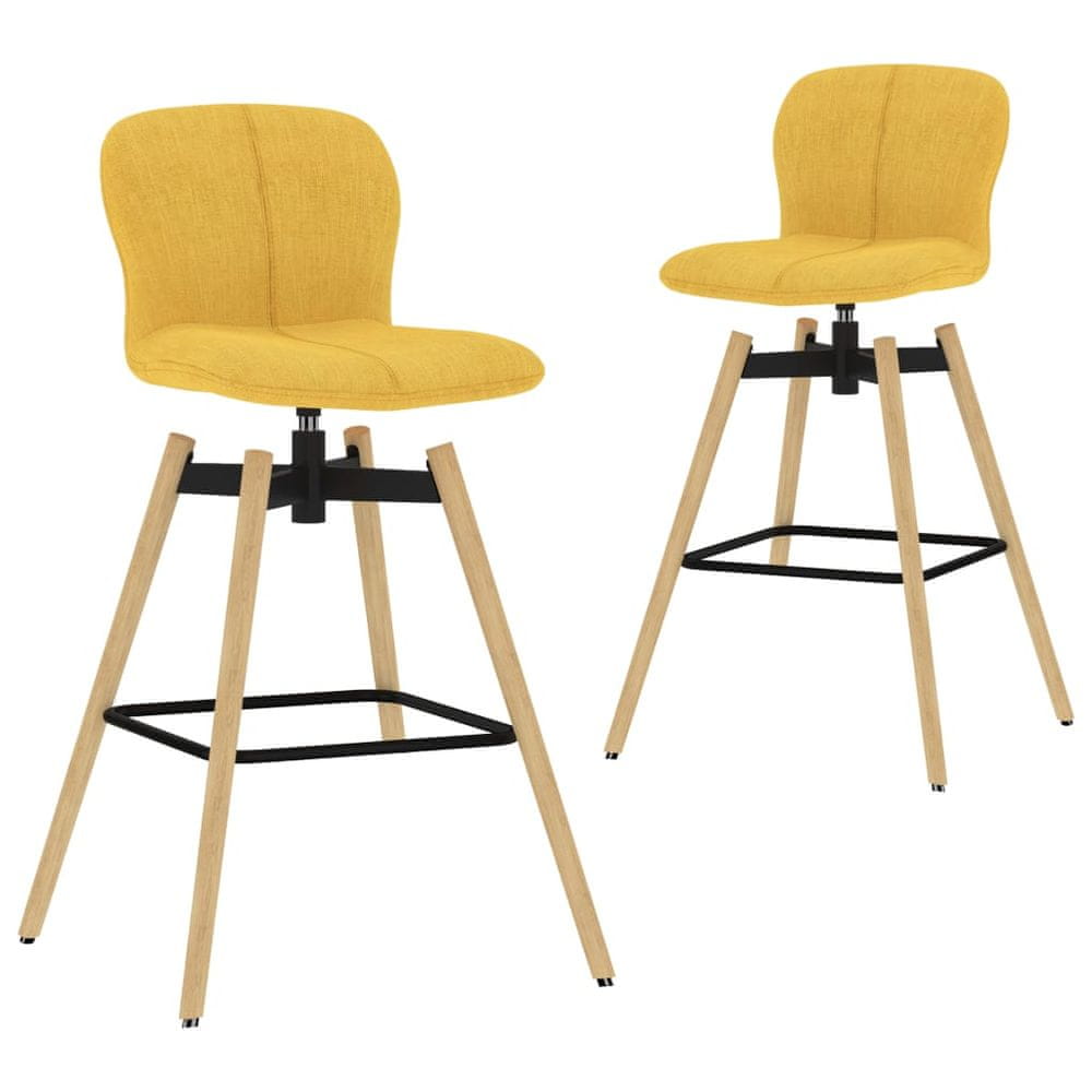 Vidaxl Otočné barové stoličky 2 ks, žlté, látka